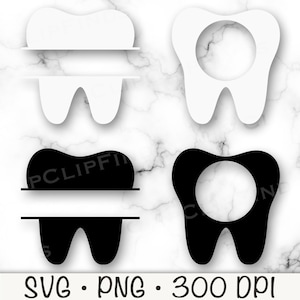 Dent SVG, monogramme cadres SVG, nom de la dent cadre PNG, dent cadre Clip Art, cadre rond, sublimation, téléchargement numérique