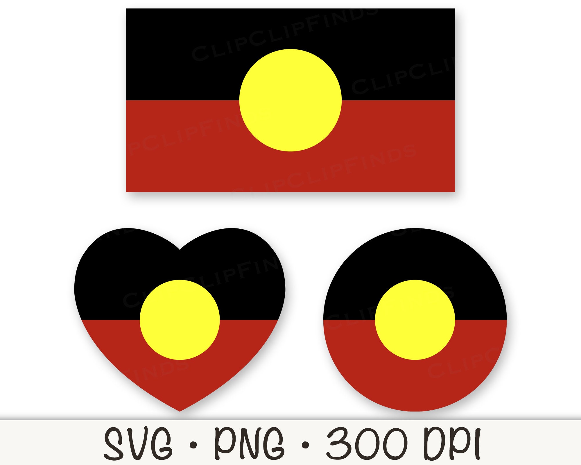 Australian Aboriginal Flag SVG, PNG, Heart, Circle