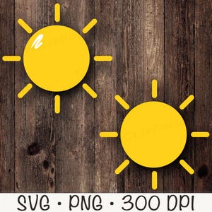 Simple Sun SVG, Minimalist Sun PNG, Sun Icon, Sun Clipart, Sun with Highlight, Summer, Vacation, Sunshine, Instant Digital Download