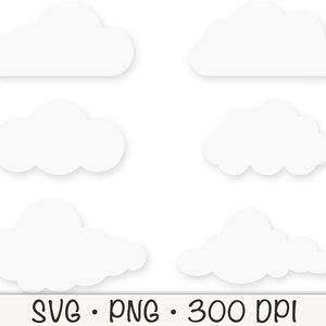 Clouds SVG Clipart: Fluffy White Cloud PNG Bundle (digital Download) - Etsy