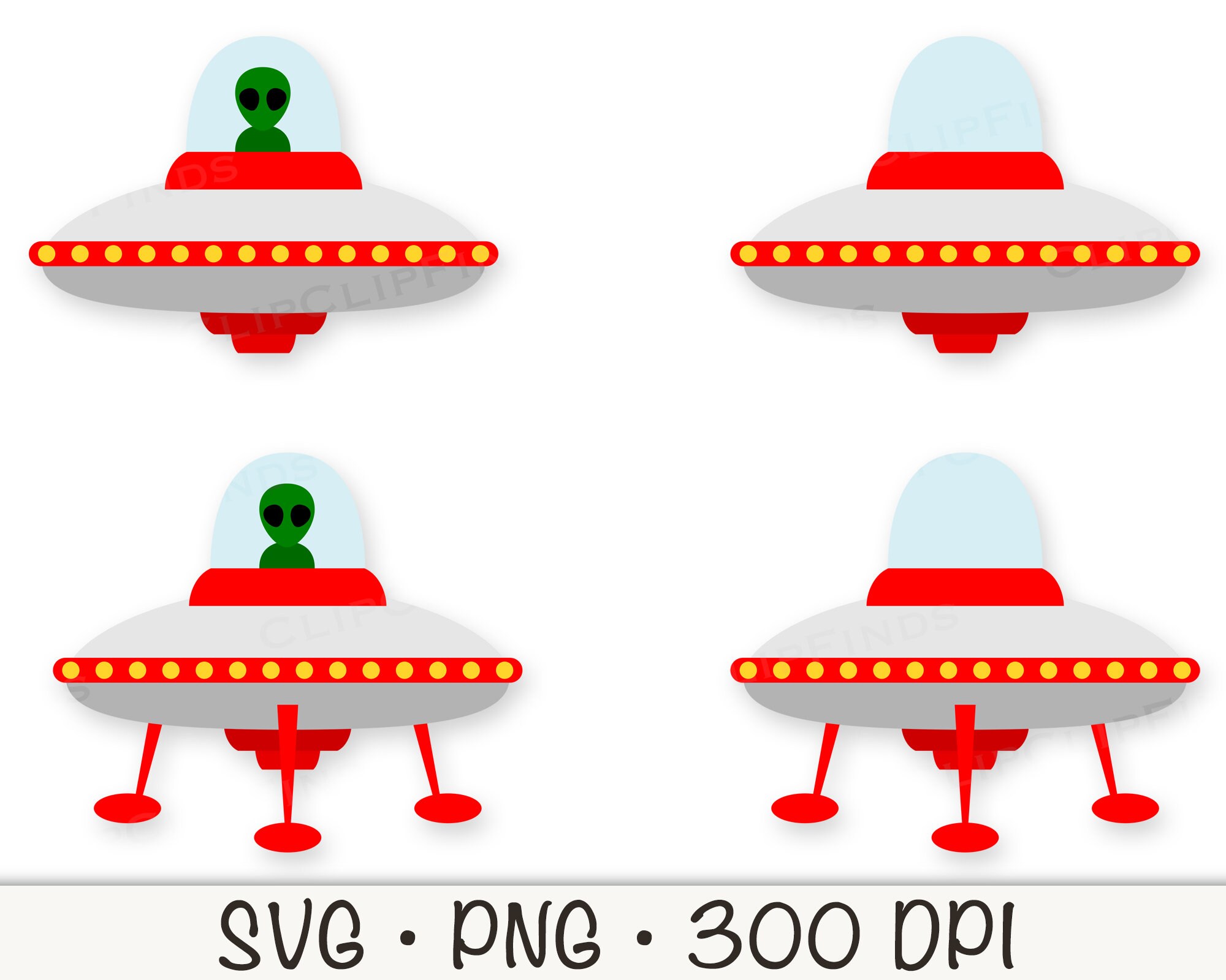 UFO Spaceship SVG: Alien Flying Saucer Clipart (digital Download) - Etsy