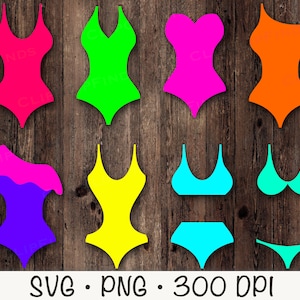 Women&#39;s Bathing Suit SVG, Colorful, Black, Bikini, One Piece, Bathing Suit SVG, PNG, Bathing Suit Clip Art, Instant Digital Download