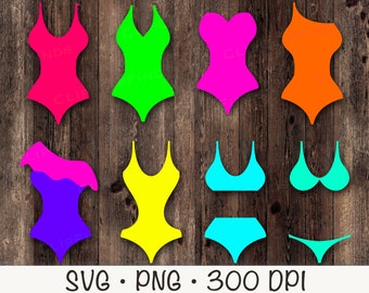 Women's Bathing Suit SVG, Colorful, Black, Bikini, One Piece, Bathing Suit SVG, PNG, Bathing Suit Clip Art, Instant Digital Download