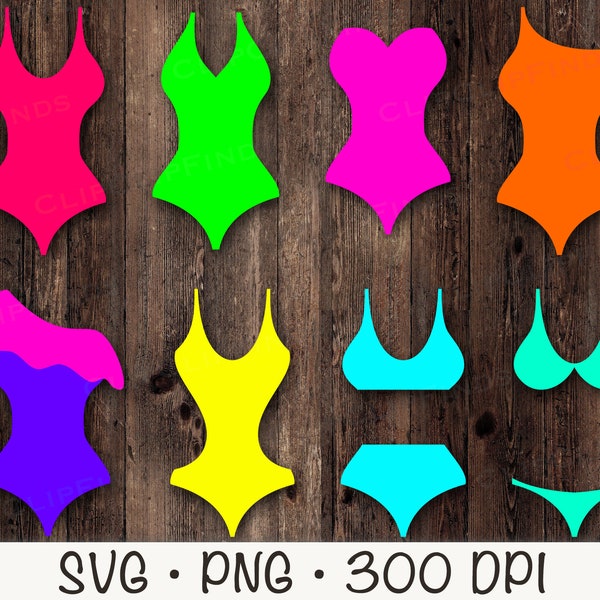 Women's Bathing Suit SVG, Colorful, Black, Bikini, One Piece, Bathing Suit SVG, PNG, Bathing Suit Clip Art, Instant Digital Download