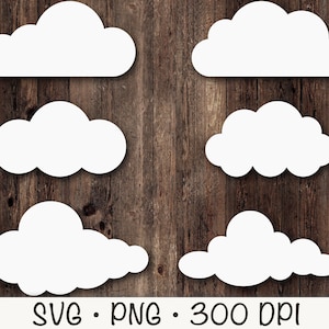 Wolken SVG, set van wolken, wolken clipart, witte wolken, pluizige wolken PNG, schattige wolken bundelpakket, instant digitale download