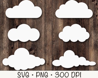 Clouds SVG, Set of Clouds, Clouds Clipart, White Clouds, Fluffy Clouds PNG, Cute Clouds Bundle Pack, Instant Digital Download