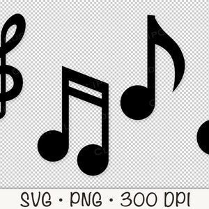 Musiknoten SVG, Vektordateien, Musiknoten PNG, transparenter Hintergrund, Musiknoten Clip Art, sofortiger digitaler Download Bild 5