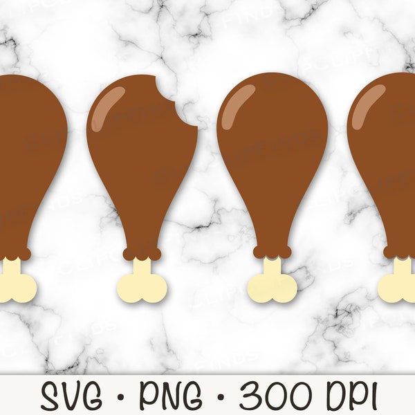 Thanksgiving Turkey Leg/Bite, Leg Day, Drumstick,  SVG Vector Cut File and PNG Transparent Background, Clip Art, Instant Download