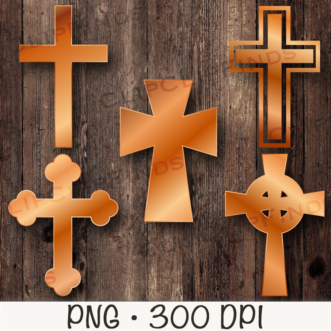 Bronze Cross PNG, Bronze Cross Clipart, Bronze Crosses Overlay Bundle Pack, Metallic Cross