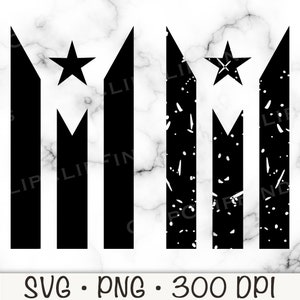 Puerto Rican Flag Silhouette Grunge Bundle, Puerto Rico SVG, Flaga oporu, Plik wektorowy, PNG, Sublimacja Puerto Rico, Natychmiastowe pobieranie