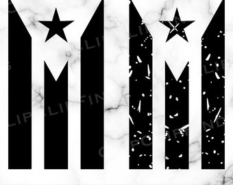 Puerto Rico Flag Grunge Silhouette Bundle (SVG, PNG)