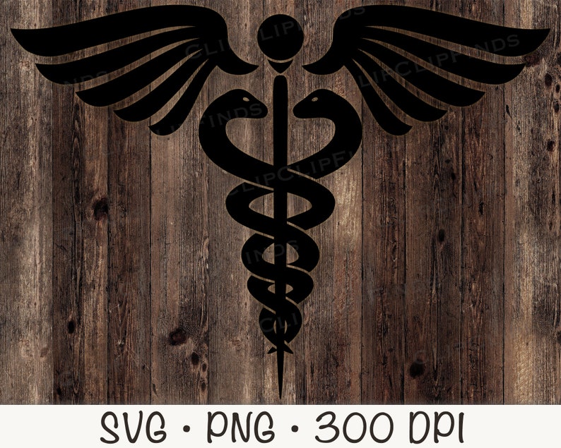 Medizinisches Symbol Hermesstab SVG geschnitten Vektor Datei und PNG transparenten Hintergrund Clip Art Sofort Download Bild 3