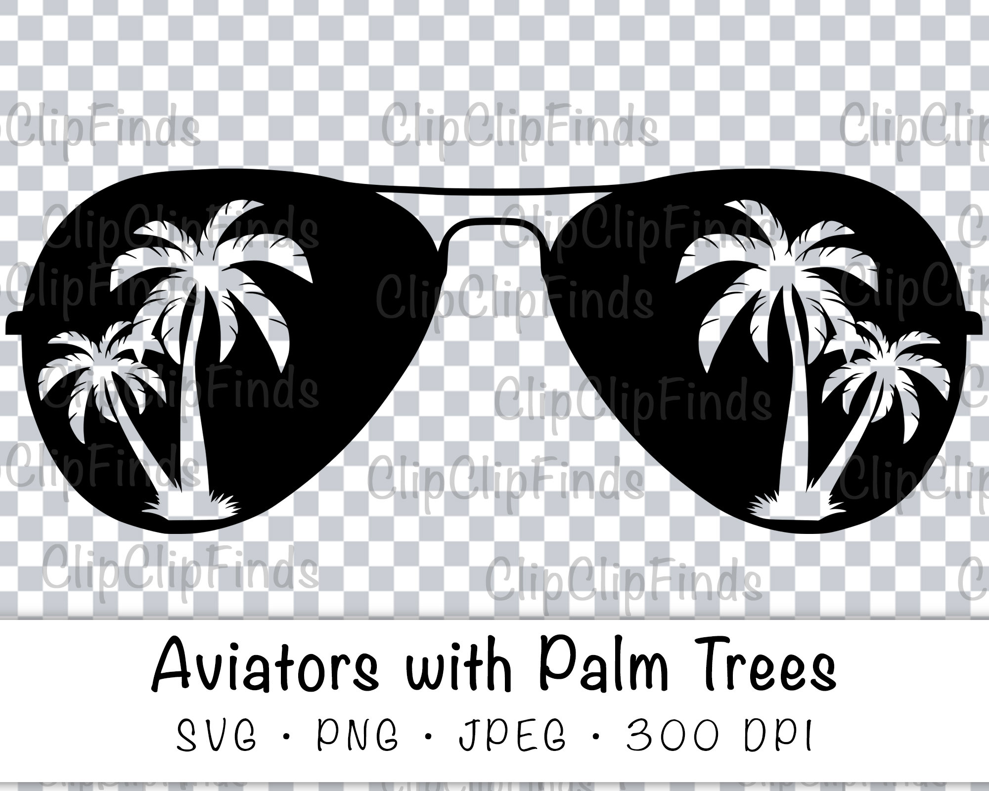 Aviator Sunglasses Shades With Palm Trees Vacation SVG Etsy