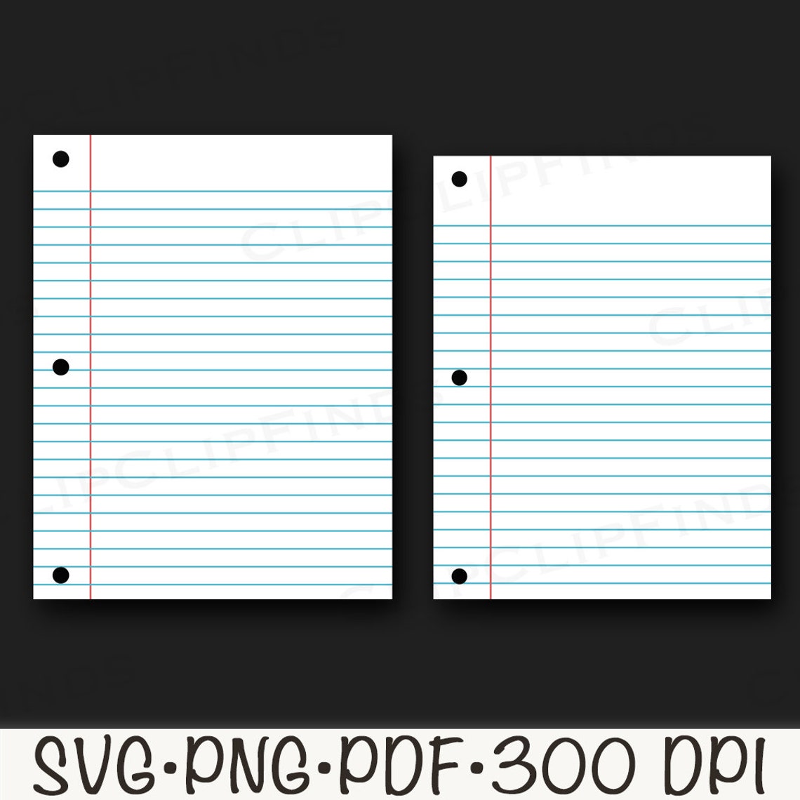 Lined Notebook Paper SVG, Loose Leaf Paper PNG, Lined Paper PDF, School ...