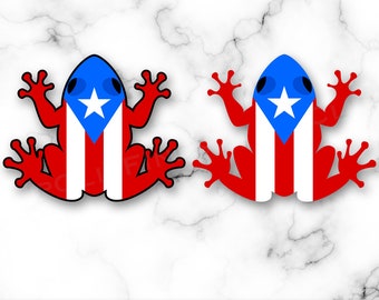 Puerto Rican Flag Coqui Frog Clip Art (SVG, PNG)