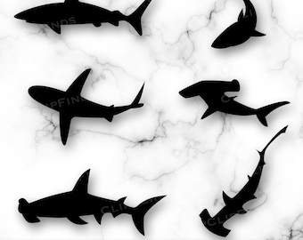 Shark SVG Clipart: Hammerhead & Swimming Sharks Bundle (Digital Download