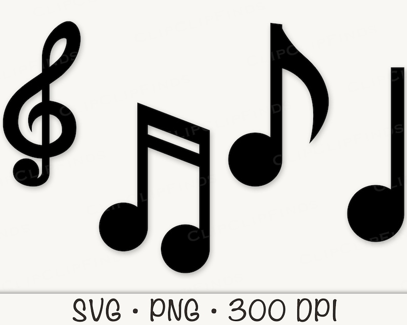 Musiknoten SVG, Vektordateien, Musiknoten PNG, transparenter Hintergrund, Musiknoten Clip Art, sofortiger digitaler Download Bild 4