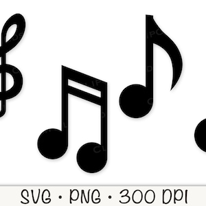 Musiknoten SVG, Vektordateien, Musiknoten PNG, transparenter Hintergrund, Musiknoten Clip Art, sofortiger digitaler Download Bild 2