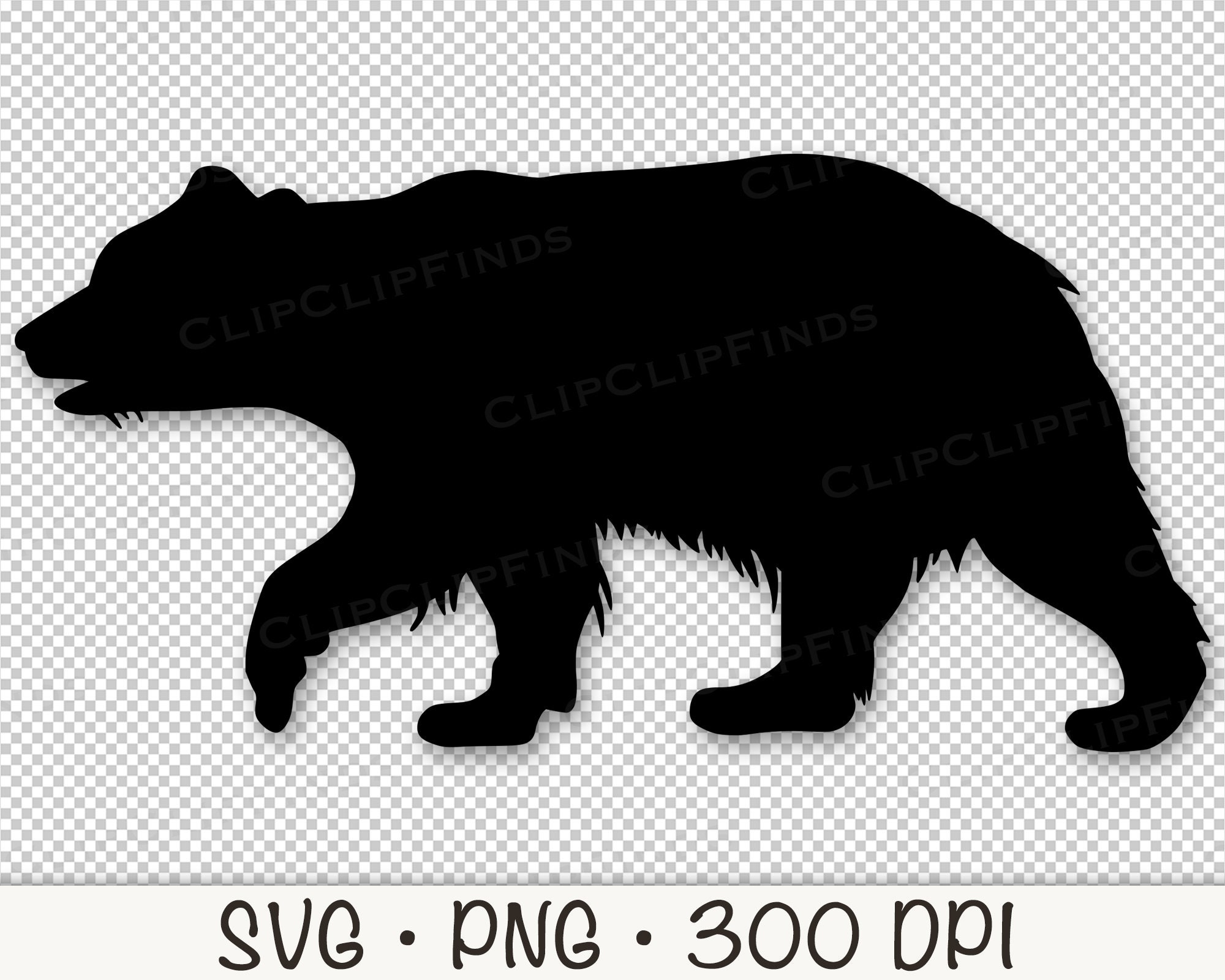 Bear Silhouette: Grizzly Bear Vector Cut File (SVG, PNG) - Etsy, image size:2000x1600