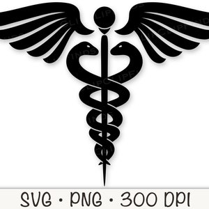 Medizinisches Symbol Hermesstab SVG geschnitten Vektor Datei und PNG transparenten Hintergrund Clip Art Sofort Download Bild 4