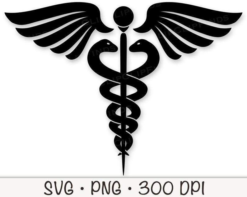 Medizinisches Symbol Hermesstab SVG geschnitten Vektor Datei und PNG transparenten Hintergrund Clip Art Sofort Download Bild 4