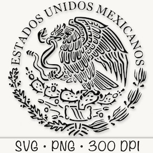 Mexican Flag Eagle SVG Vector File and PNG Transparent Background Clip Art Instant Download image 1