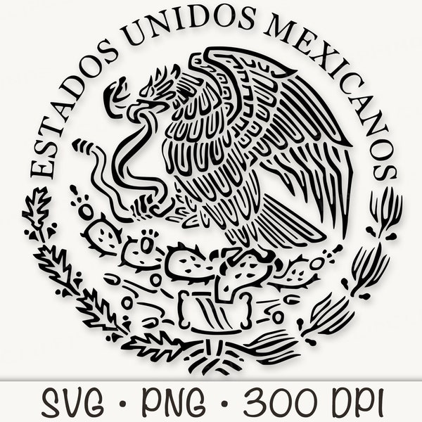 Mexican Flag Eagle SVG Vector File and PNG Transparent Background Clip Art Instant Download