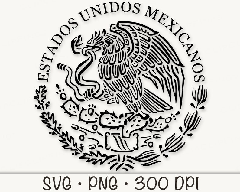 Mexican Flag Eagle SVG Vector File and PNG Transparent Background Clip Art Instant Download image 1