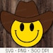 Smiley Face With Cowboy Hat SVG, Happy Cowboy SVG, Cowboy Clipart