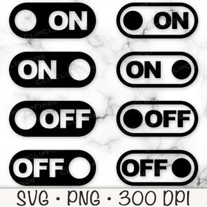 Modus aan/uit SVG-bundel: tuimelschakelaar aan/uit-knop clipart (digitale download)