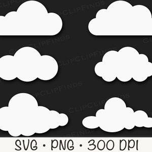 Clouds SVG Clipart: Fluffy White Cloud PNG Bundle (digital Download) - Etsy