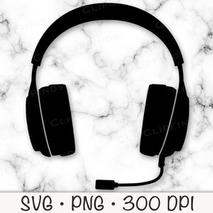 Auriculares para juegos Auriculares SVG Vector Cut File y PNG Fondo transparente Sublimación Clip Art Descarga instantánea
