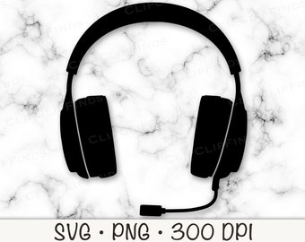 Gaming Headset Earphones SVG Vector Cut File and PNG Transparent Background Sublimation Clip Art Instant Download