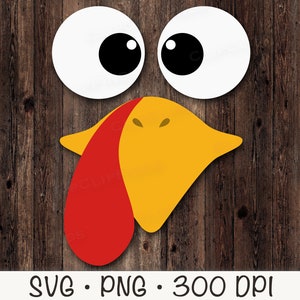 Cute Thanksgiving Turkey Face SVG Vector File and PNG Transparent Background Clip Art Instant Download