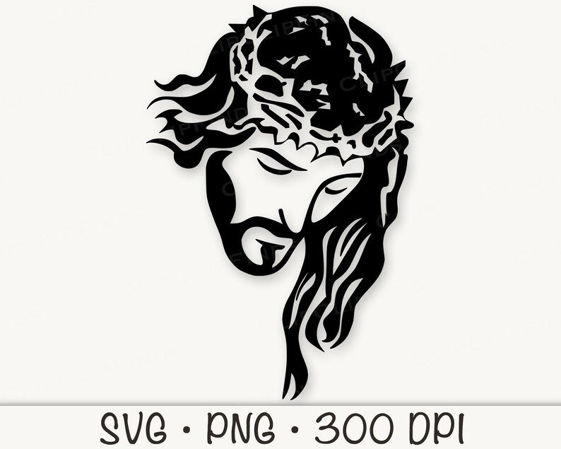 Jesus Face With Spinal Crown Looking Down SVG JPEG and PNG - Etsy