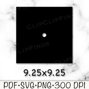 May include: A black square with a small white circle in the center. The square measures 9.25 inches by 9.25 inches.