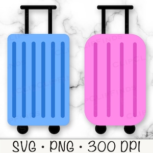 Equipaje SVG, Equipaje Clipart, Equipaje PNG, Equipaje Rosa, Equipaje Azul, Viajes, Vacaciones, Descarga Digital