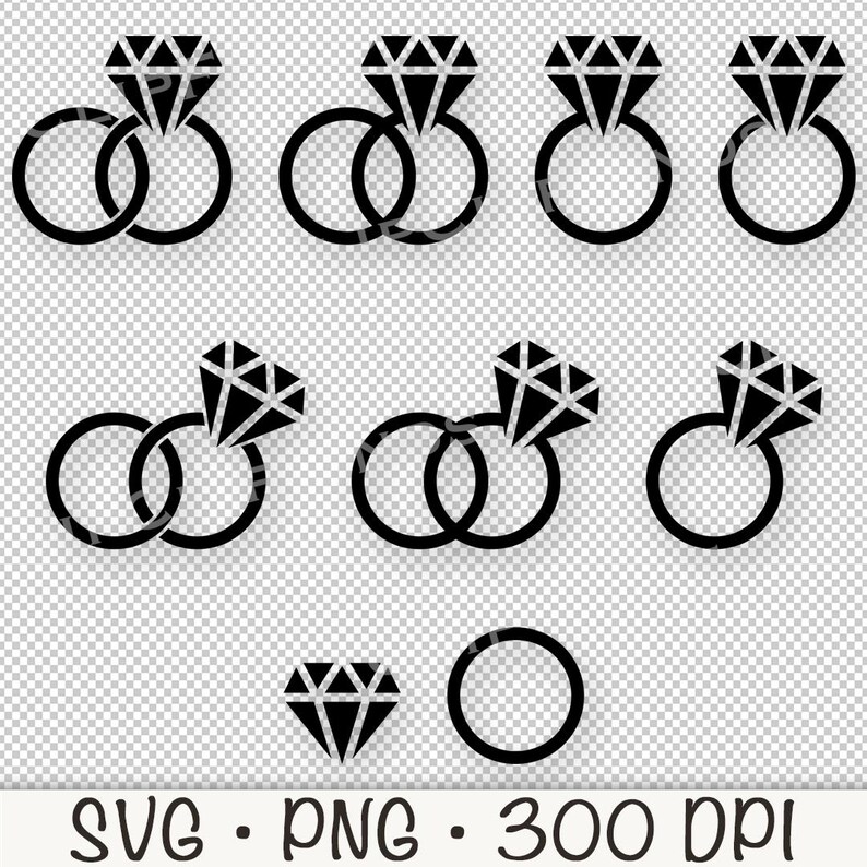 Wedding Rings Bitmap Wedding Ring SVG, Wedding Band SVG, Diamond Ring PNG, Diamond Ring ...