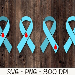 Diabetes Awareness Blue Ribbon Bundle Pack, With Blood Drop, Type 1, SVG, PNG, Clip Art, Instant Digital Download
