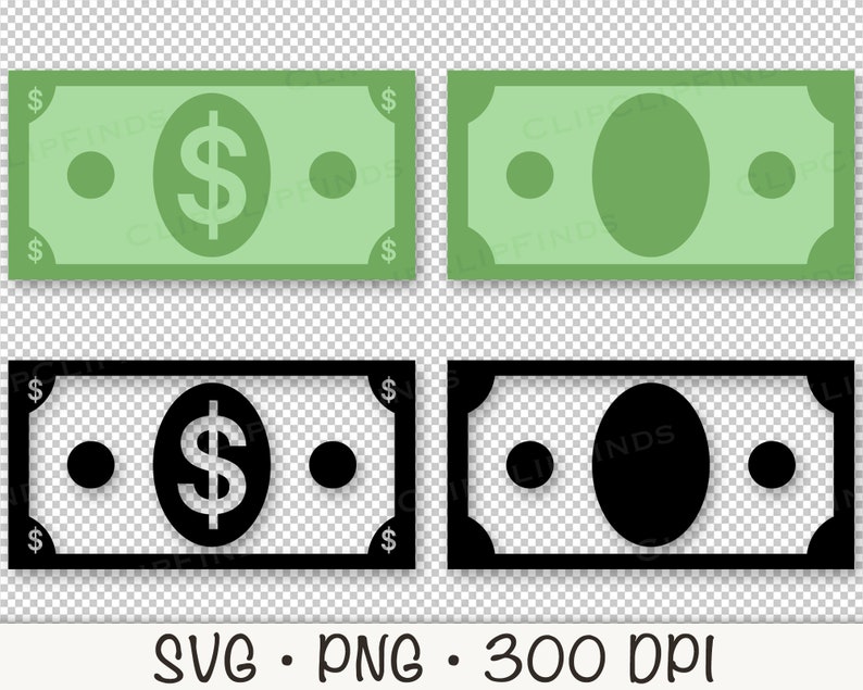 Money, Bill, Cash, Money Outline, Dinero, SVG Vector Cut File and PNG Transparent Background, Clip Art, Instant Digital Download image 5