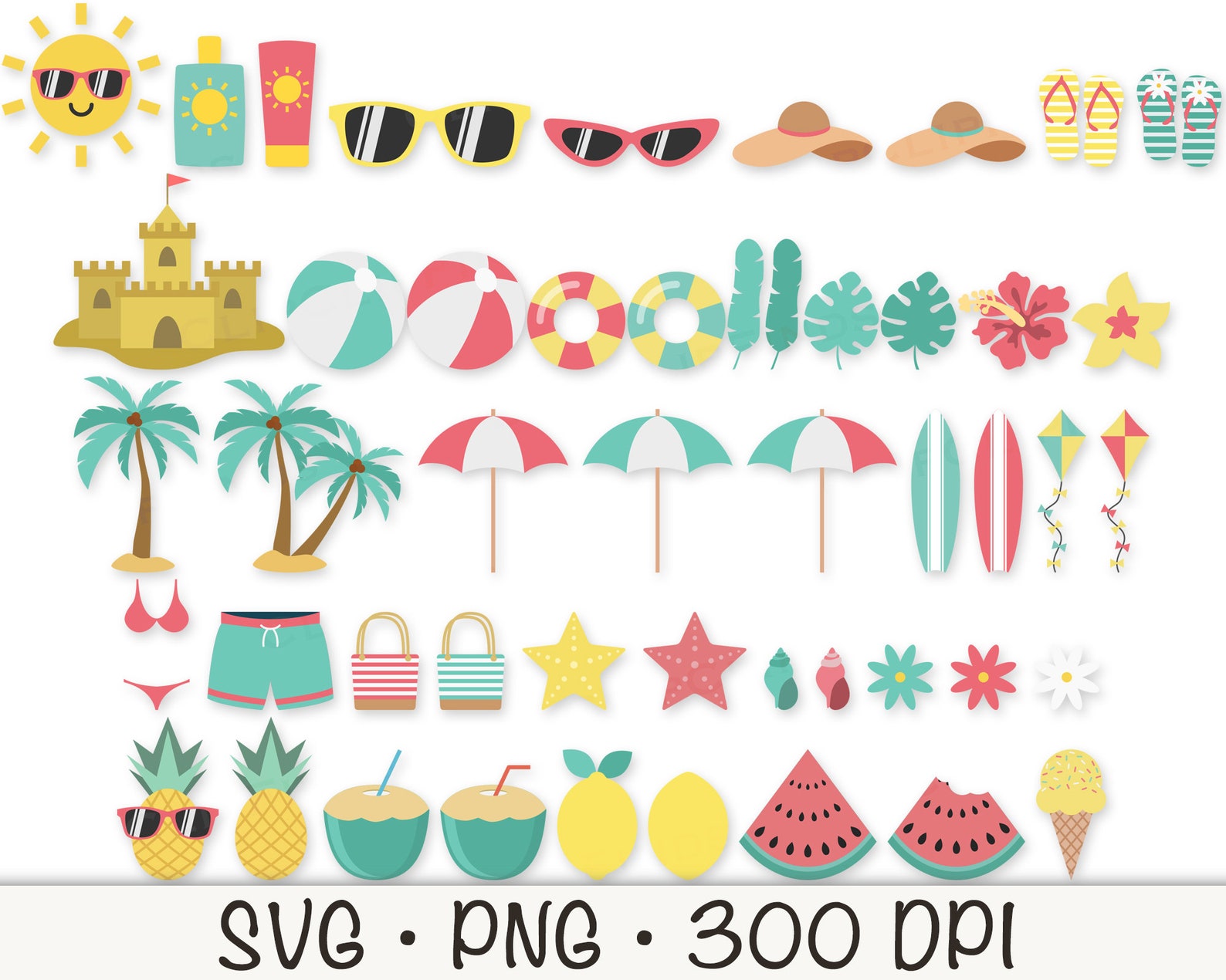 Tropical Beach Clipart Bundle: Summer SVG, PNG (digital Download) - Etsy