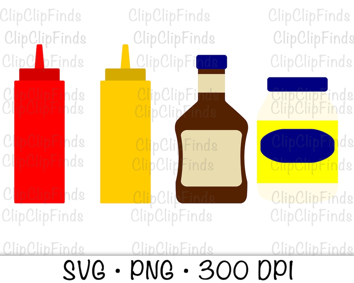 Ketchup Mustard Mayonnaise Bbq Sauce Bbq Condiments SVG Etsy