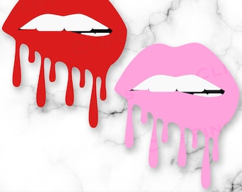 Lip Drip SVG, Dripping Lips PNG, Juicy Lips Clip Art, Pink, Red, Lip Bite, Digital Download