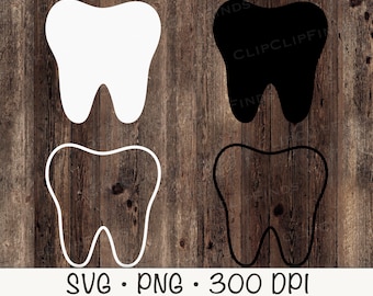 Tooth SVG, Tooth Outline, Tooth PNG, Tooth Clipart, Vector, Layered, Instant Digital Download