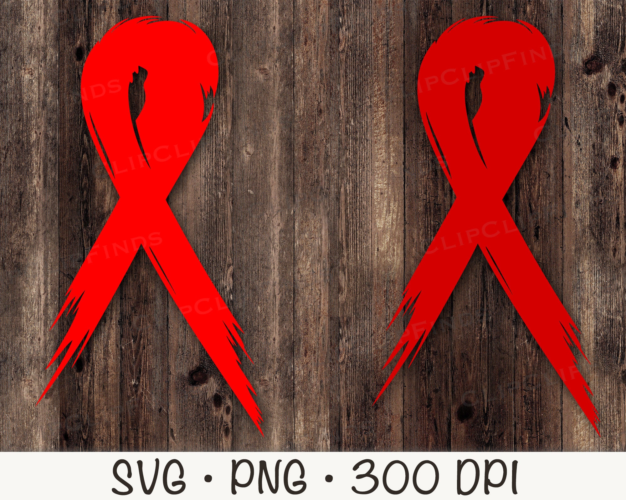 Distressed Red Ribbon SVG: Awareness Clipart (digital Download) - Etsy