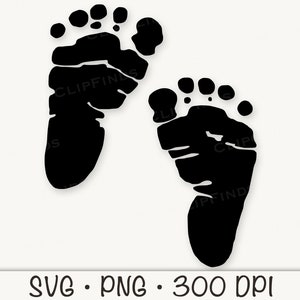 Baby Feet Print SVG Vector Cut File and PNG Transparent Background Clip Art Instant Download