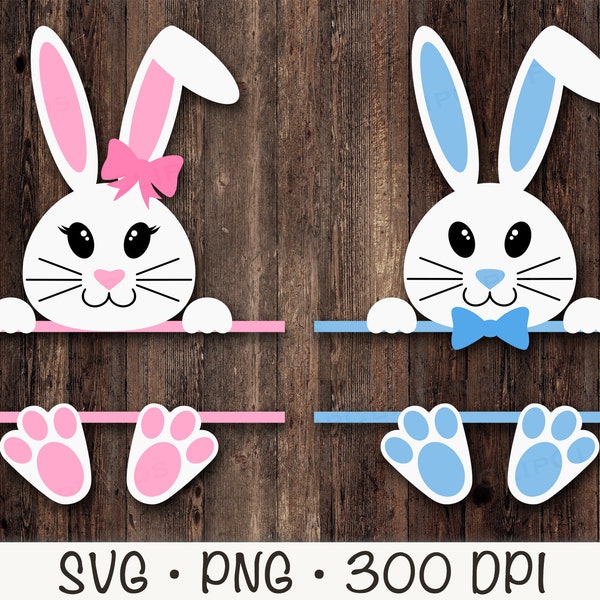 Bunny SVG, Bunny Boy Girl Split Monogram, Rabbit, Easter Bunny SVG, Bunny Name PNG, Instant Digital Download