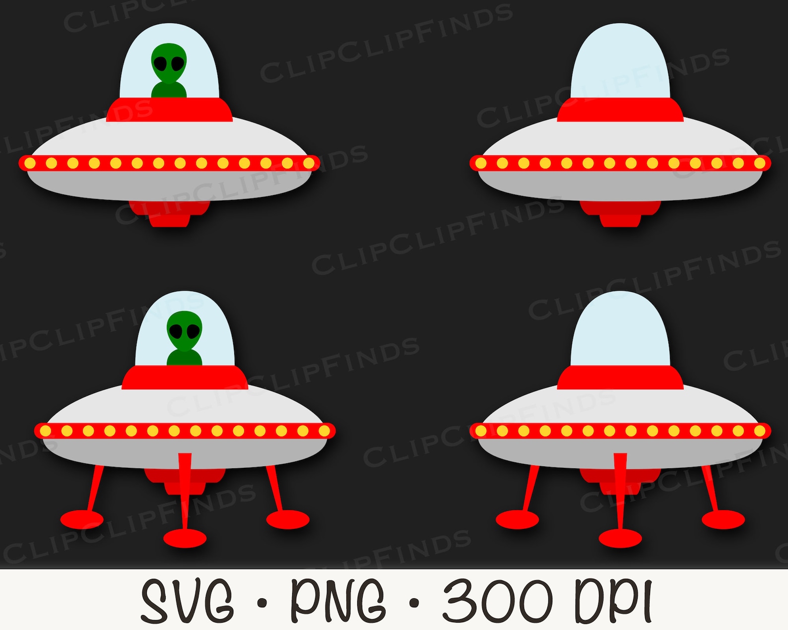 UFO Spaceship SVG: Alien Flying Saucer Clipart (digital Download) - Etsy