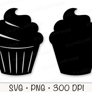 Cupcake SVG, Cupcake Silhouette Cutting File SVG Vector and PNG ...