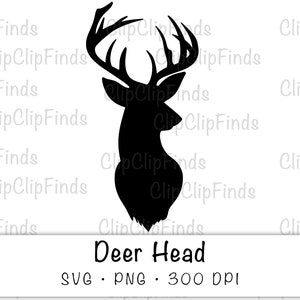 Deer Head SVG Cut File and PNG Transparent Background Clip Art Instant Download